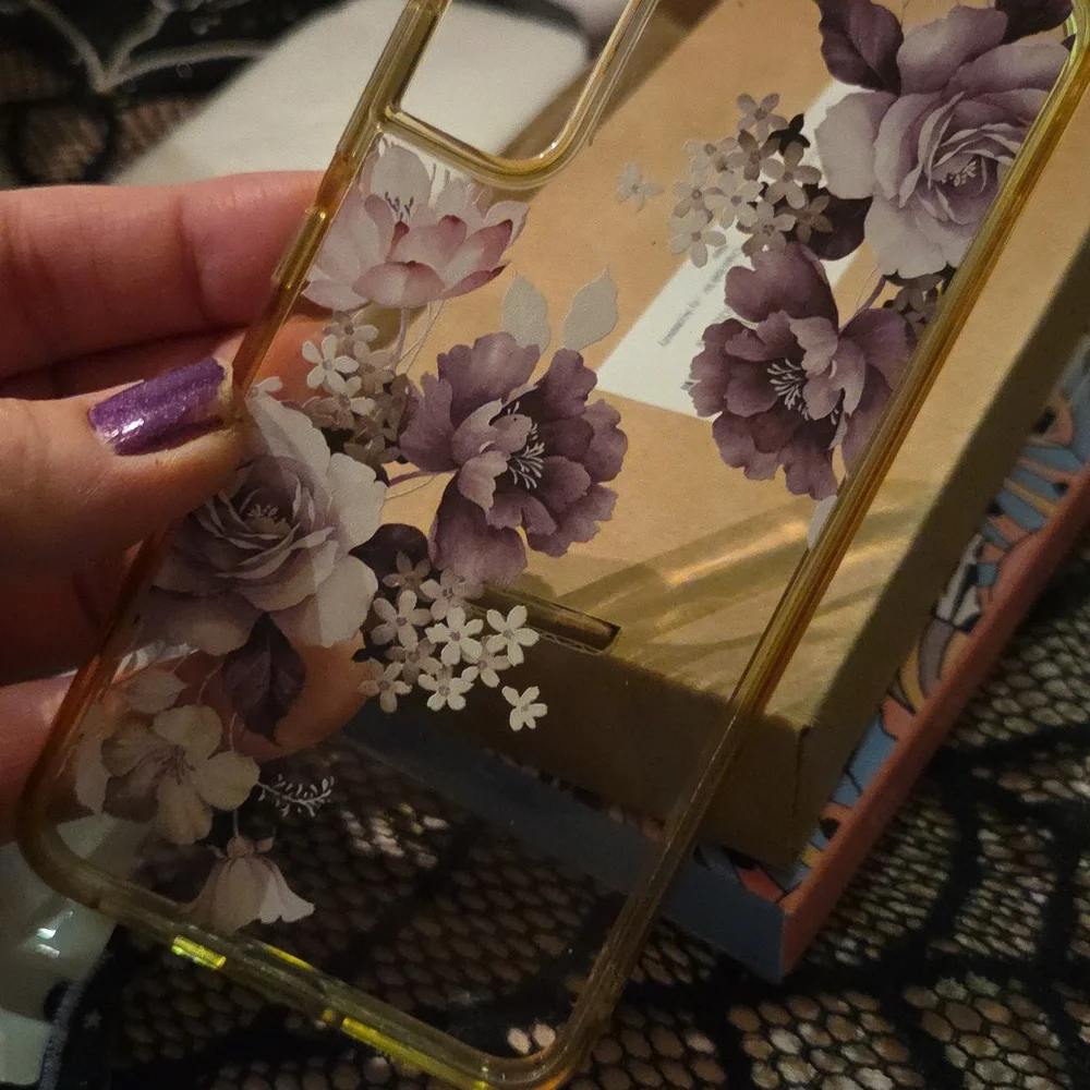 Samsung S22 Purple Floral Rose Pattern Phone Case - Clear Jelly